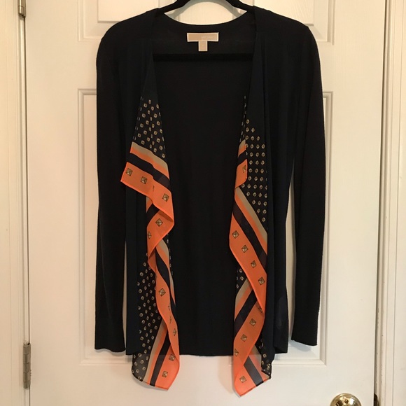 MICHAEL Michael Kors scarf print drape front lightweight cardigan - Picture 2 of 5